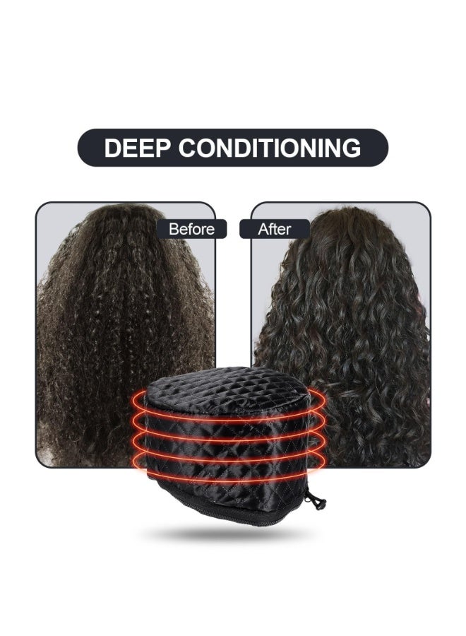 OSHIMA Electric Hair Steamer Cap, Black Heated Hair Cap, Steamer Hats with 10 Gears Temperature and Timer Control, Suitable for Women for Thermal - Image 2